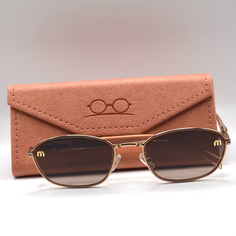 MIU MIU Women’s Metal Sunglasses | Gold & Nude | Brown Gradient Lenses | New - Picture 5 of 16
